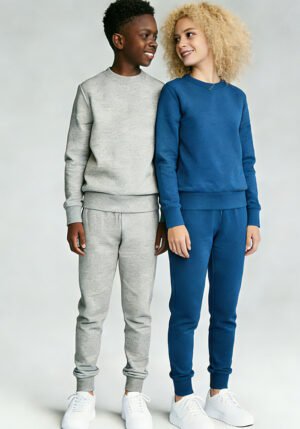 stracksuit for girls and boys Two kids (boy & girl) in matching kid crewneck tracksuit sets – 100% cotton sweatshirt & jogger outfits, soft and comfortable for children’s casual wear