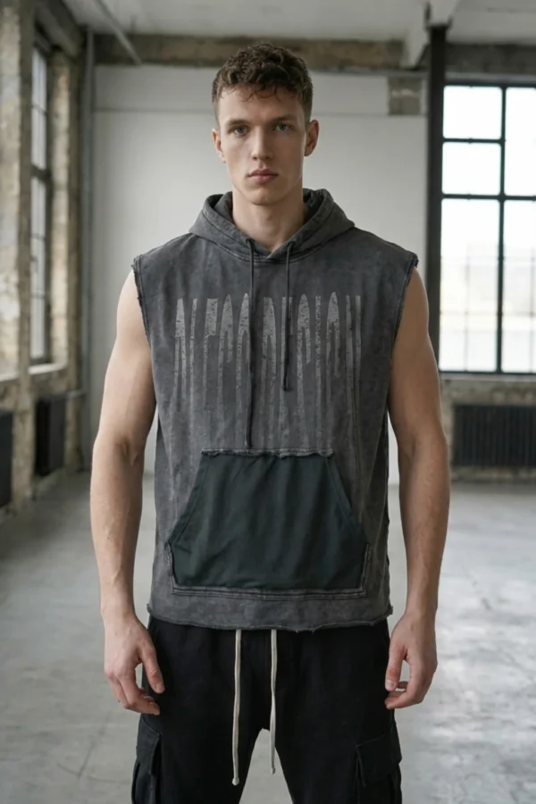 Vintage Washed Sleeveless Hoodie